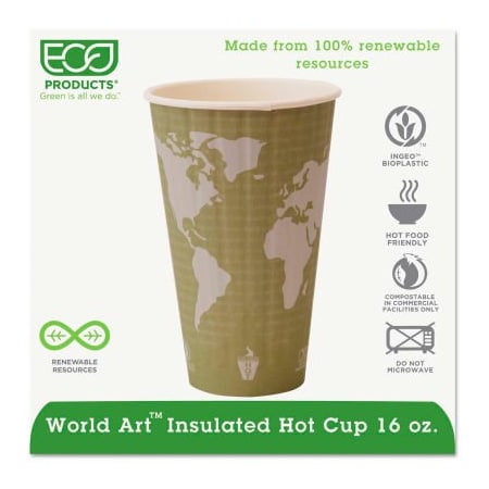Eco-Products Eco-Products  World Art Insulated Hot Cups, 16 oz., Light Green, 600/Carton EP-BNHC16-WD